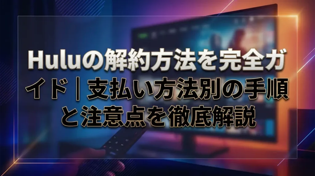 Huluの解約方法を完全ガイド｜支払い方法別の手順と注意点を徹底解説